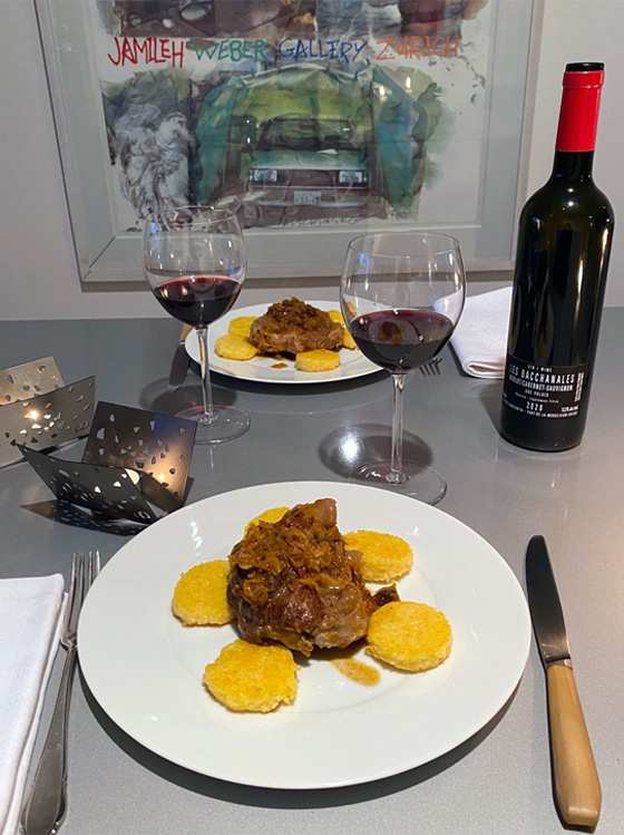 Bacchanales Merlot Cabernet mit Osso Bucco
