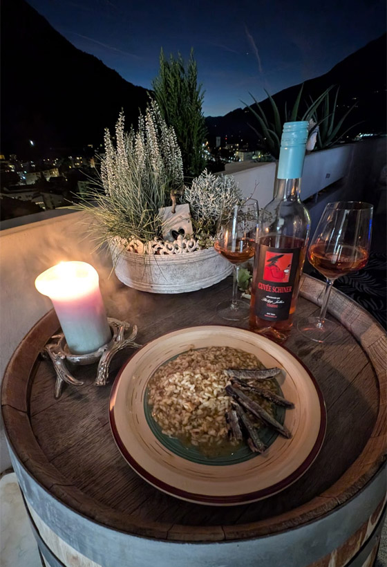 Rosé Schiner Pinot Noir mit Risotto