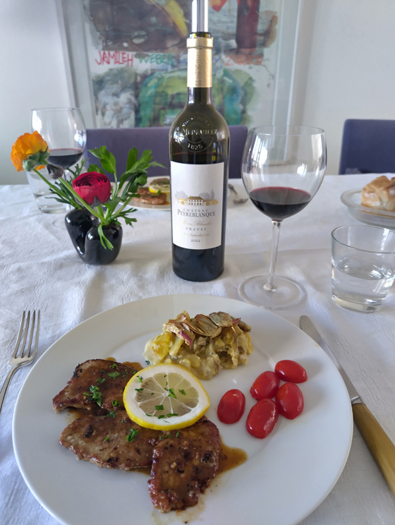 scaloppino al limone mit Bordeaux